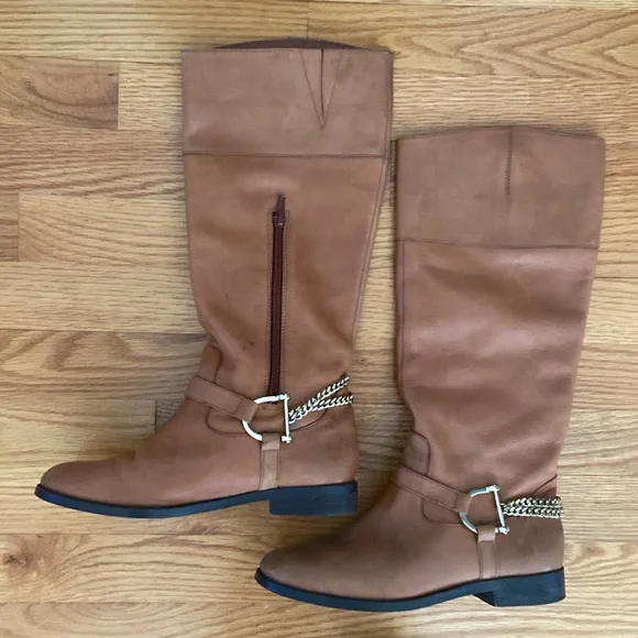 Lauren Ralph Lauren Jacqui Chain Leather Riding Boot. - Picture 5 of 14